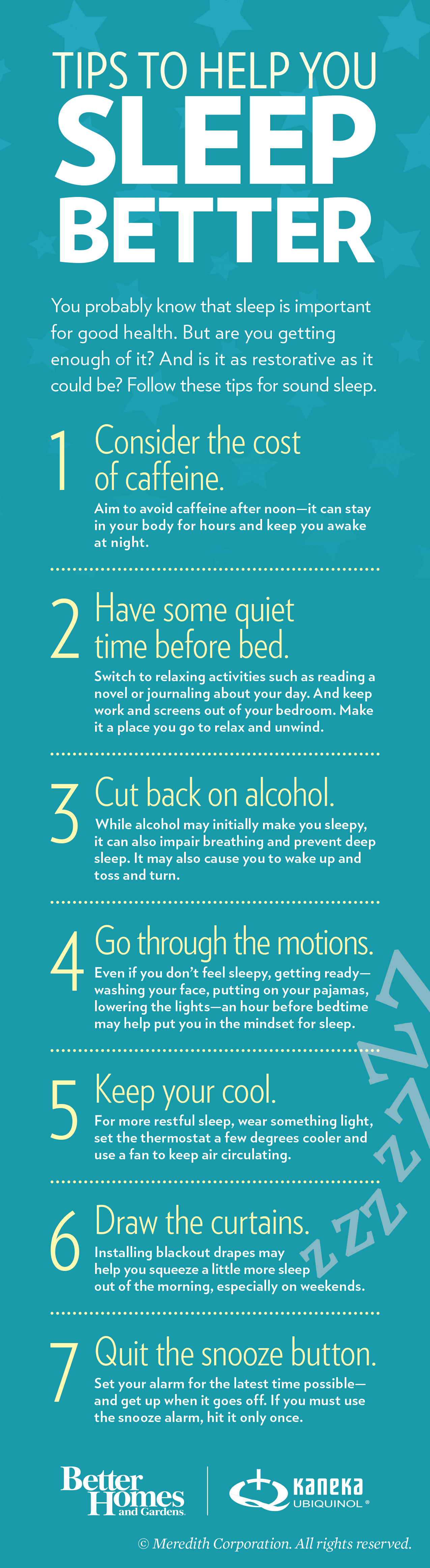 seven tips for better sleep infographic