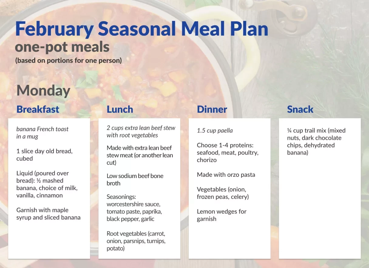 February Seasonal Meal Plan February Seasonal Meal Plan