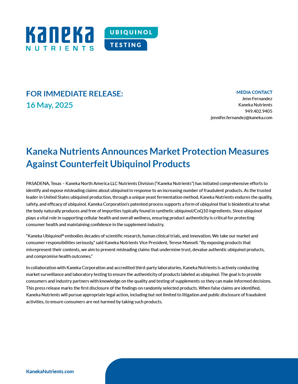 Uiquinol Press Release May 2025