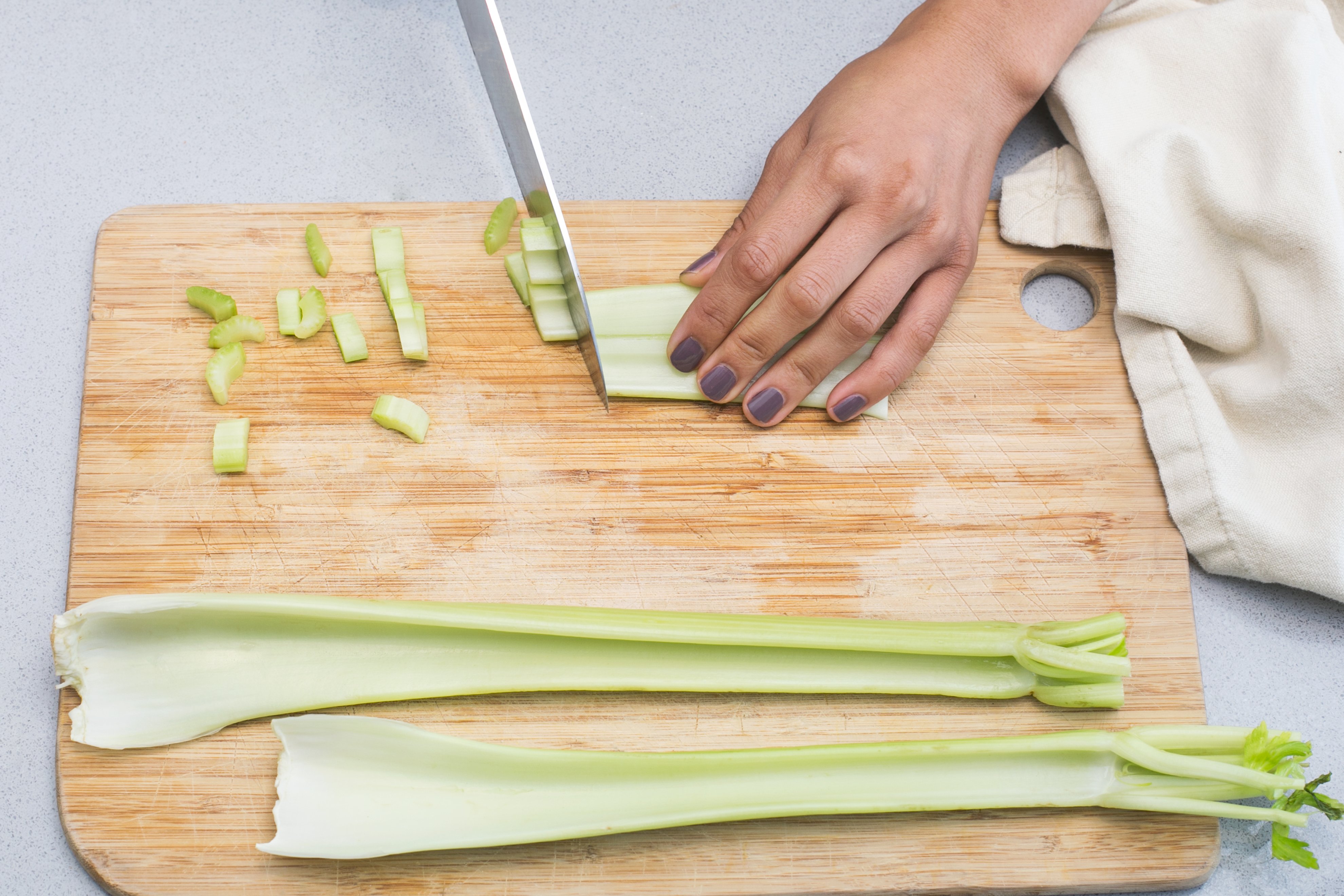 chopping celery