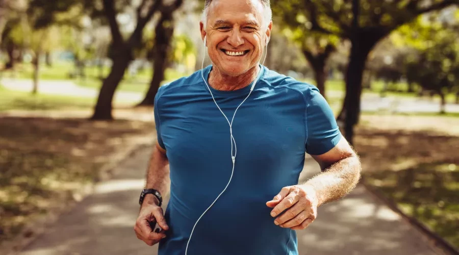 Middle aged man jogging