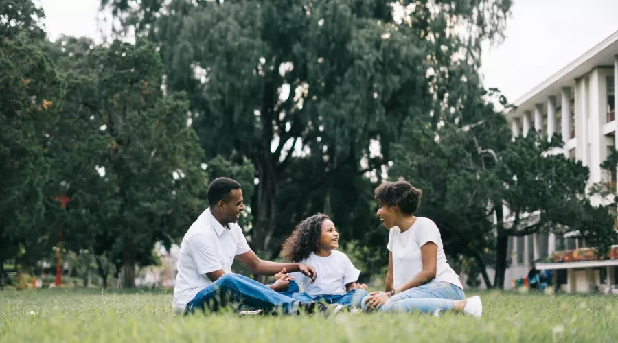 family having picnic