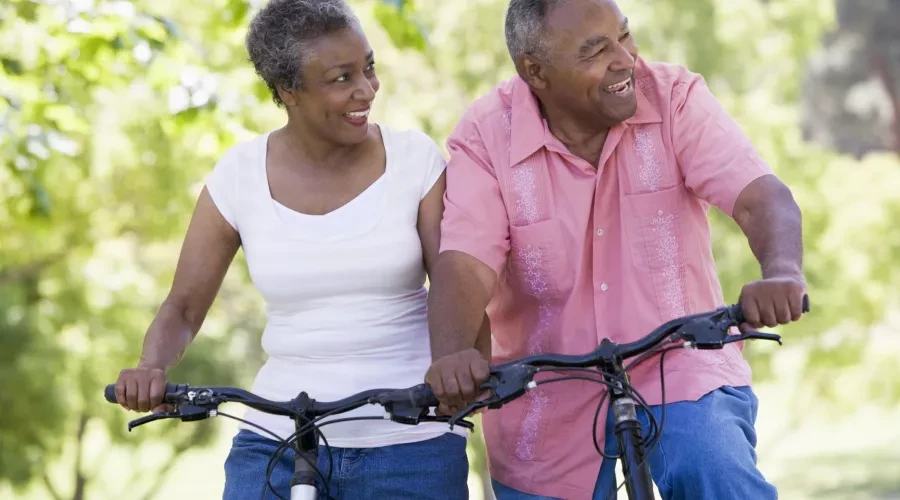 couple riding bike