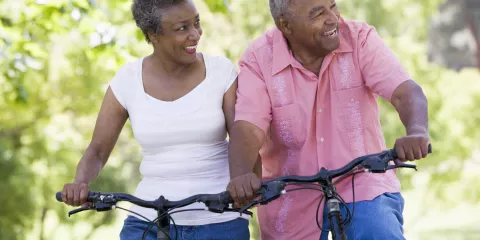 couple riding bike