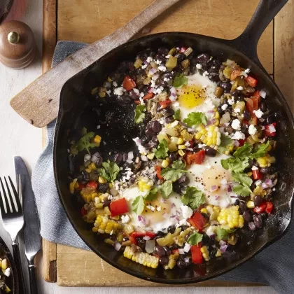 Black Beans & Corn with Poached Eggs