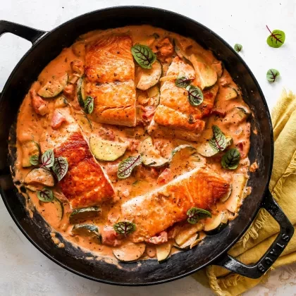 20-Minute Creamy Tomato Salmon Skillet