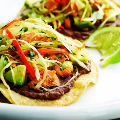 Black Bean & Salmon Tostadas